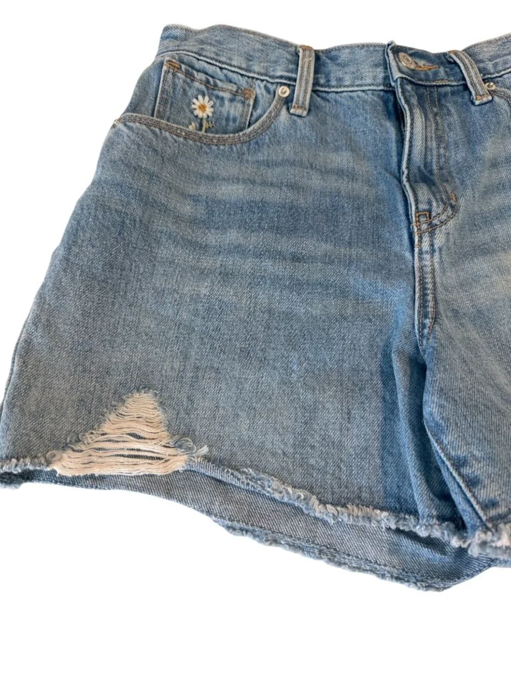 Old Navy Denim  Daisy Embroidered Cutoff Frayed Jean Shorts Size 16